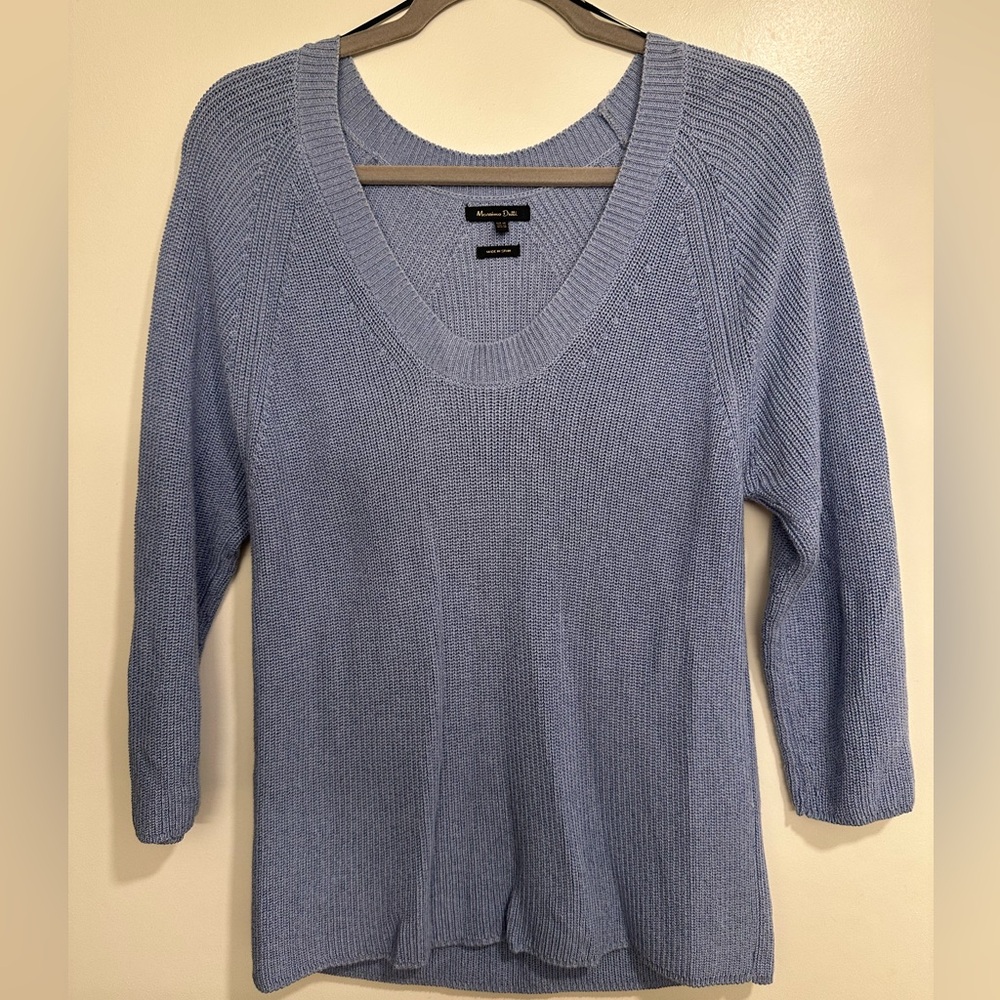 Massimo Dutti 3/4 Sleeve Blue Sweater